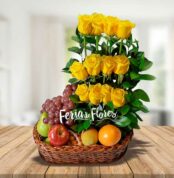 Arreglo Floral Con Frutas Paraíso