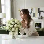 Imagen de Arreglo Floral Estefania: Elegancia Pura con 24 Rosas Blancas a Domicilio 🤍